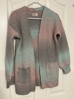 SO Pastel Ombre Open-Front Cardigan - Pink & Teal XL 14/16 EUC